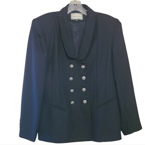 SuitsMe | Women's Vintage Dark Blue Military Style Career Blazer (Size 10)